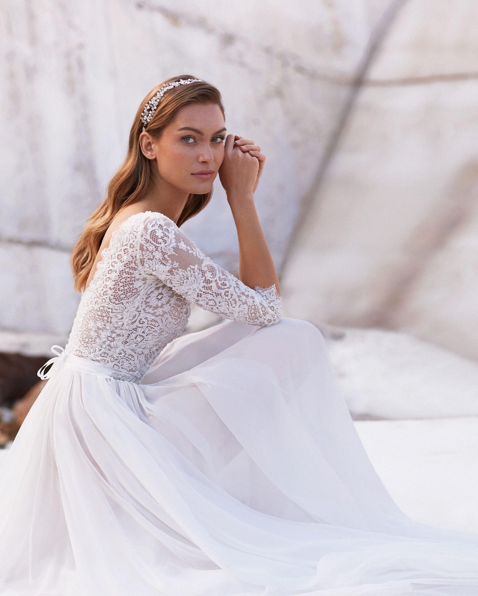 Bridal editorial — lace and headpiece